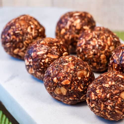 No-Bake Brownie Balls with Walnuts and Chia Seeds - Dances with Knives