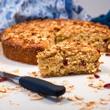 Vegan Cranberry Orange Oatmeal Cake with Almonds - Dances with Knives