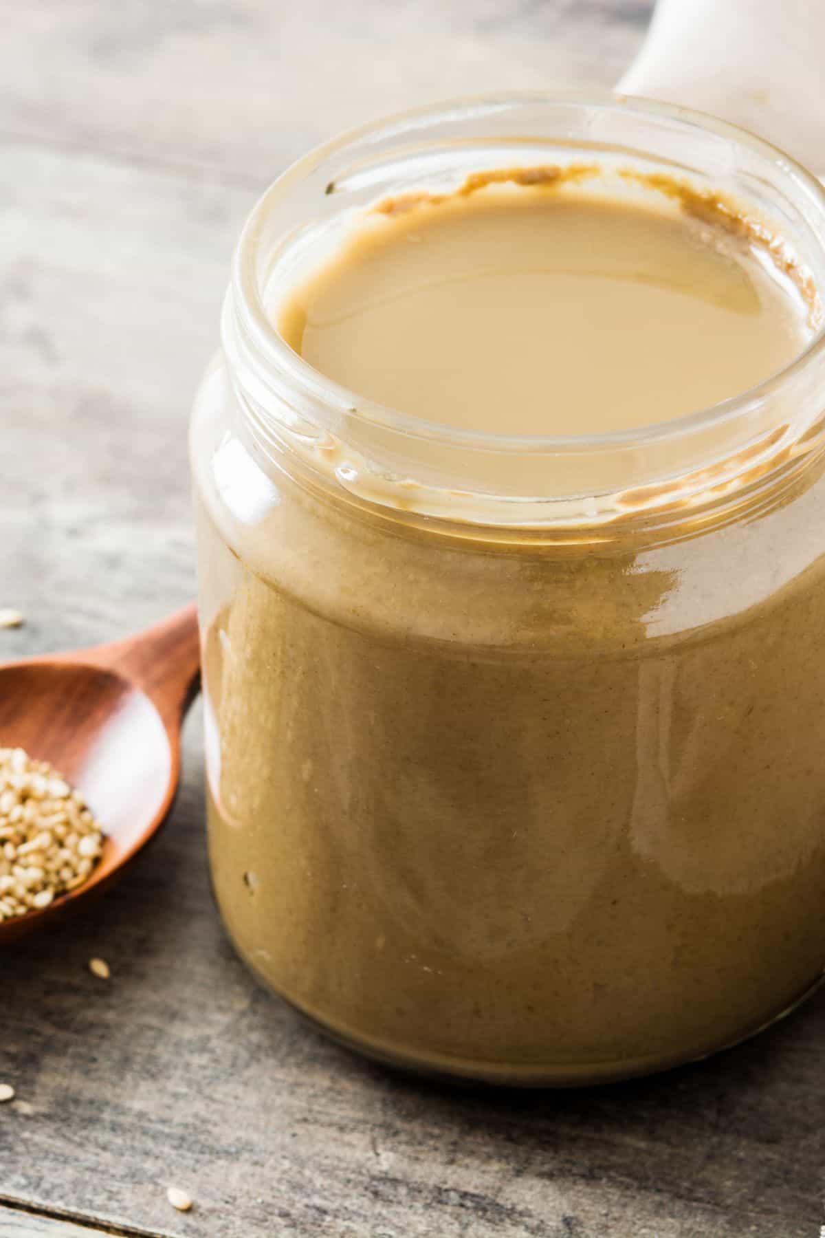 tahini in a jar