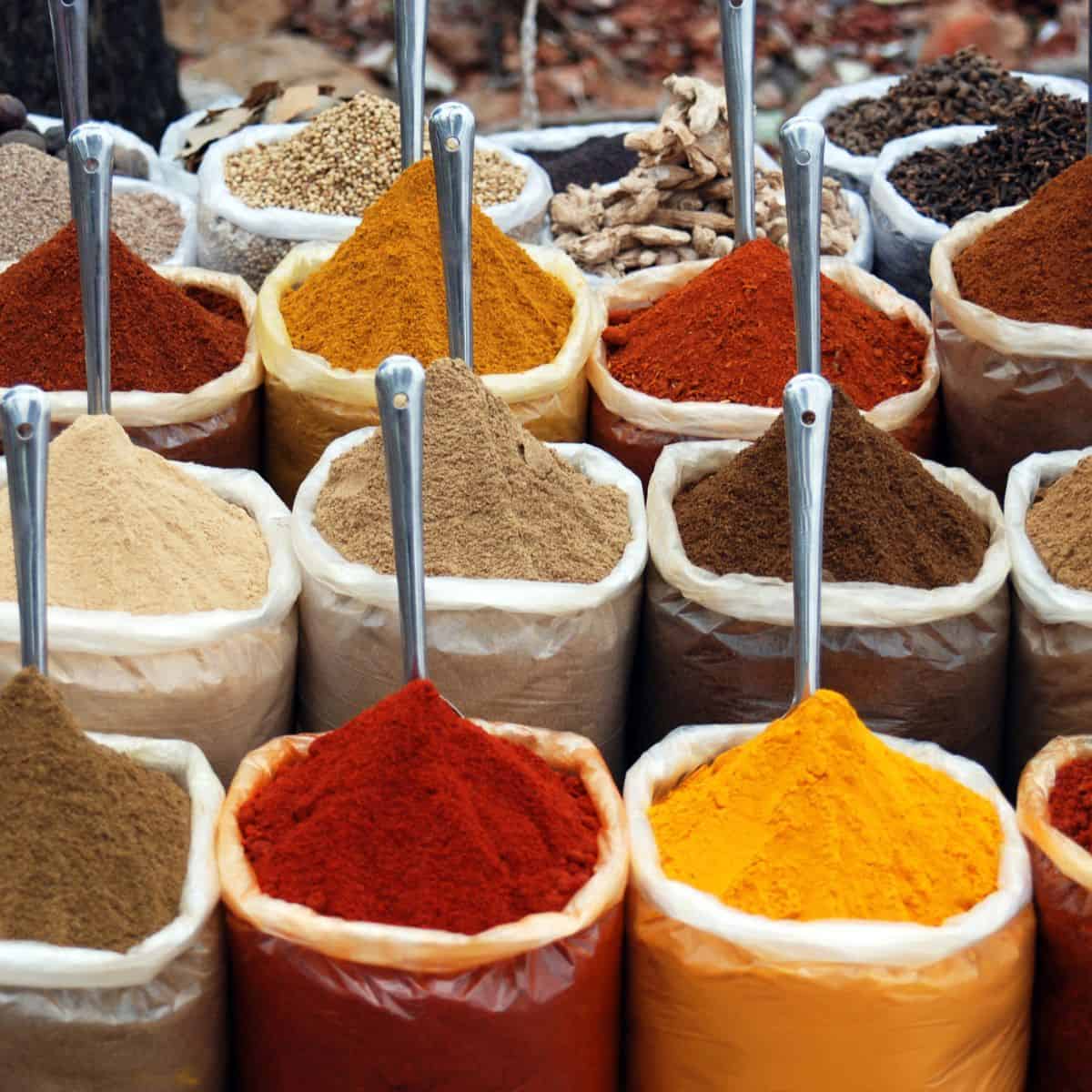 Spices in bags.