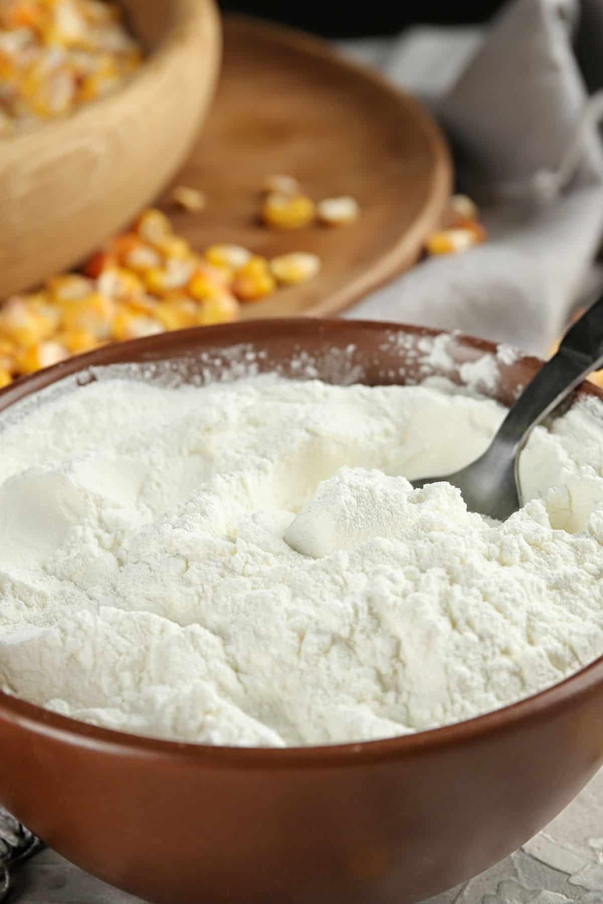 masa harina flour in a bowl
